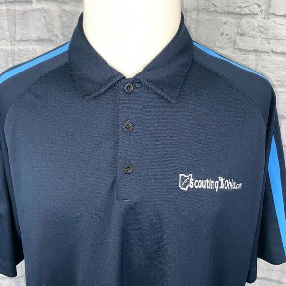 Nike golf dri fit short sleeve 3 button polo navy w/light blue stripe sz XXL Men - Picture 3 of 8